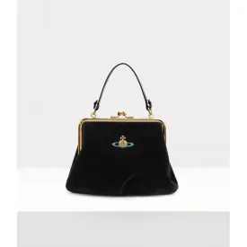 Velvet Granny Frame Purse Black
