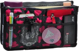 Vercord Purse Organizer Insert for Handbags Bag Organizers Inside Tote Pocketbook Women Nurse Nylon 13 Pockets Rose Heart Small
