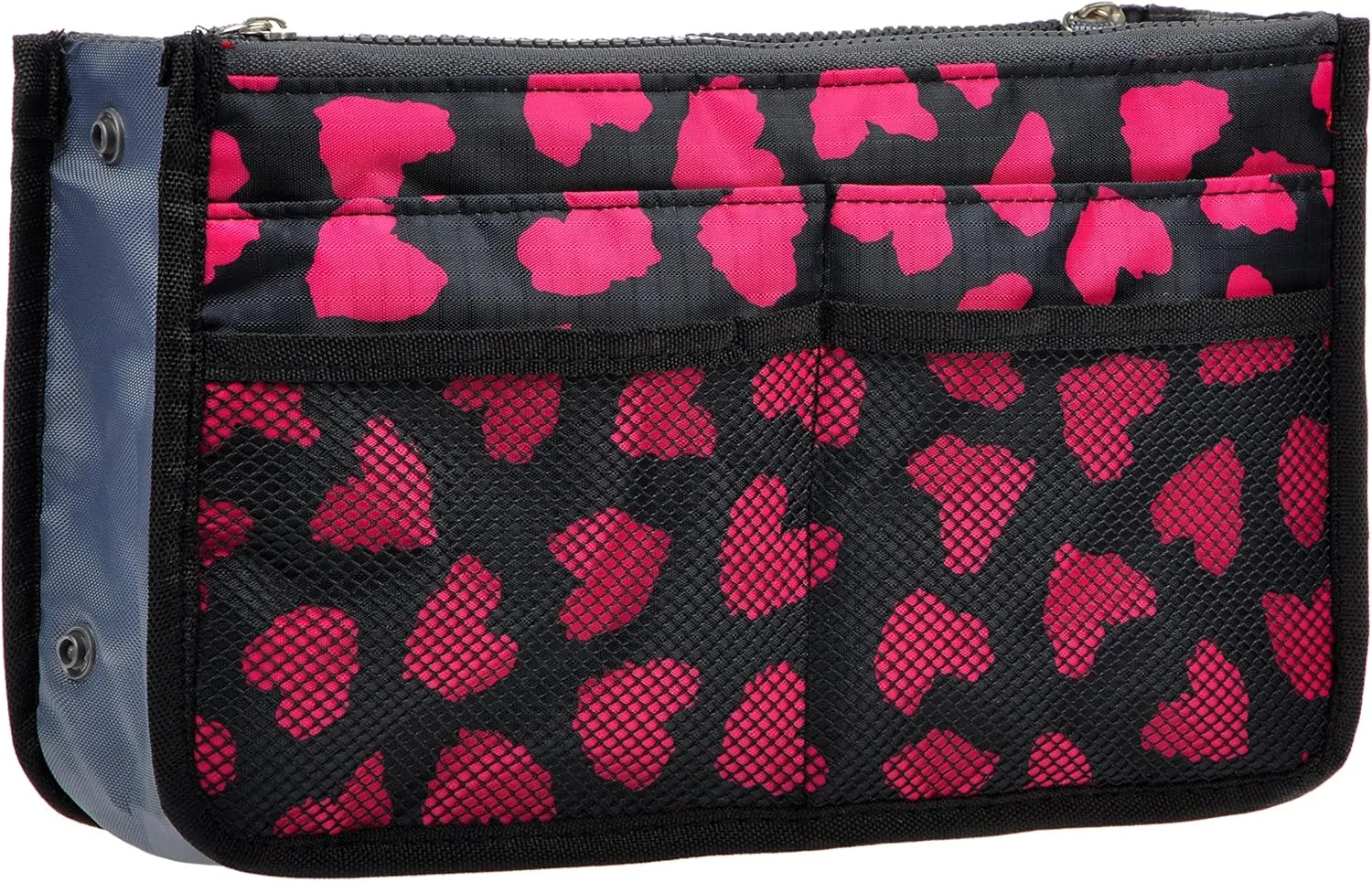 Vercord Purse Organizer Insert for Handbags Bag Organizers Inside Tote Pocketbook Women Nurse Nylon 13 Pockets Rose Heart Small