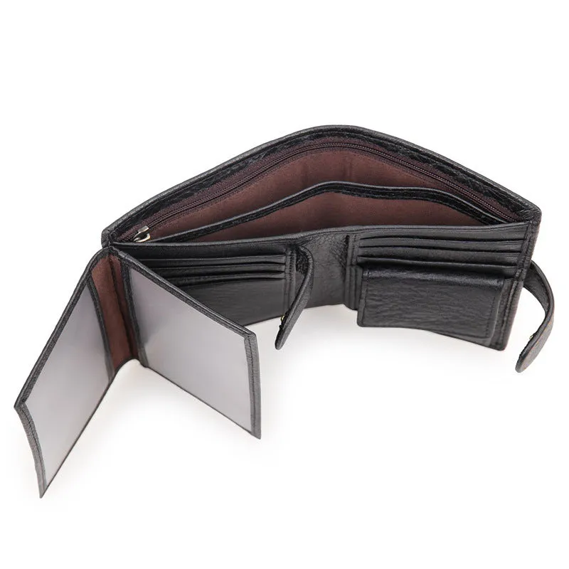 Vintage Men's Short Wallet Men Genuine Leather Clutch Wallets Purses First Layer Real Leather Multi-Card Bit Retro Card Holder
