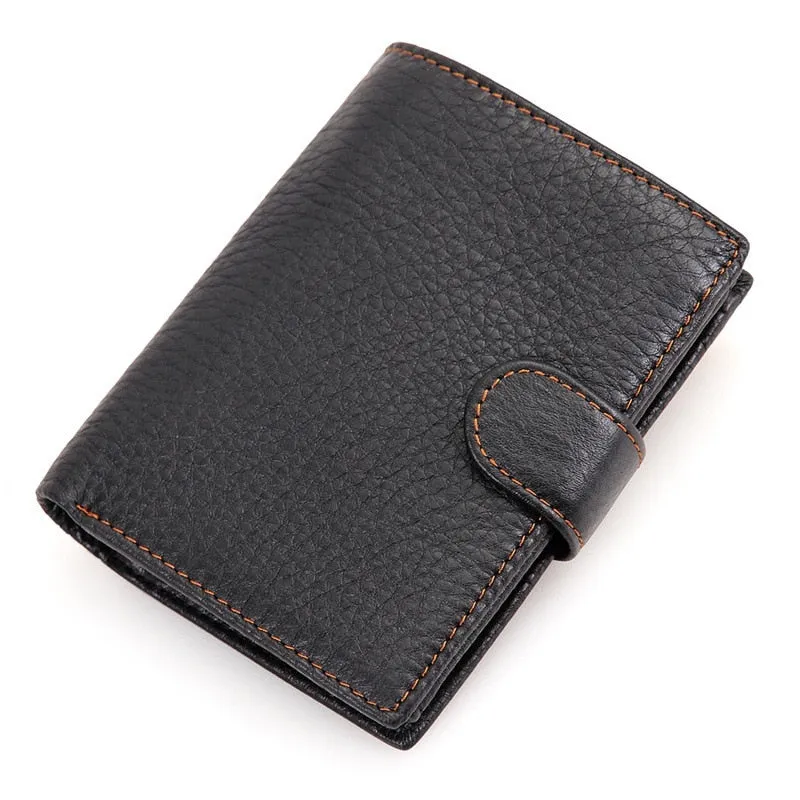Vintage Men's Short Wallet Men Genuine Leather Clutch Wallets Purses First Layer Real Leather Multi-Card Bit Retro Card Holder