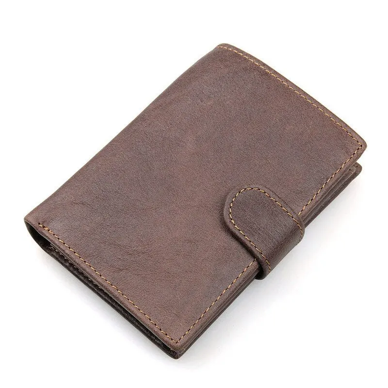 Vintage Men's Short Wallet Men Genuine Leather Clutch Wallets Purses First Layer Real Leather Multi-Card Bit Retro Card Holder