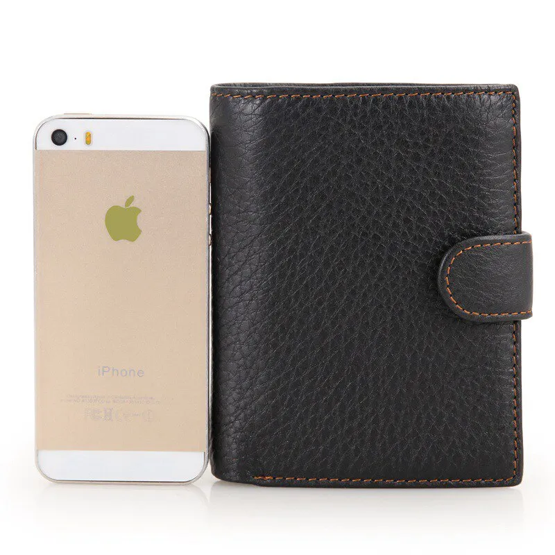 Vintage Men's Short Wallet Men Genuine Leather Clutch Wallets Purses First Layer Real Leather Multi-Card Bit Retro Card Holder