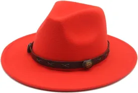 Vsadsau Felted Hats Women Men Western Fedora Hats Band Belt Panamas Hats
