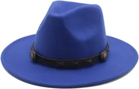 Vsadsau Felted Hats Women Men Western Fedora Hats Band Belt Panamas Hats