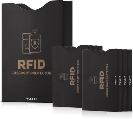 VULKIT RFID Blocking Sleeves 8 Pcs Credit Card Holders & 2 Passport Holders, Anti-Theft RFID Blocker Sets Travel Essentials Fits Bags & Purses