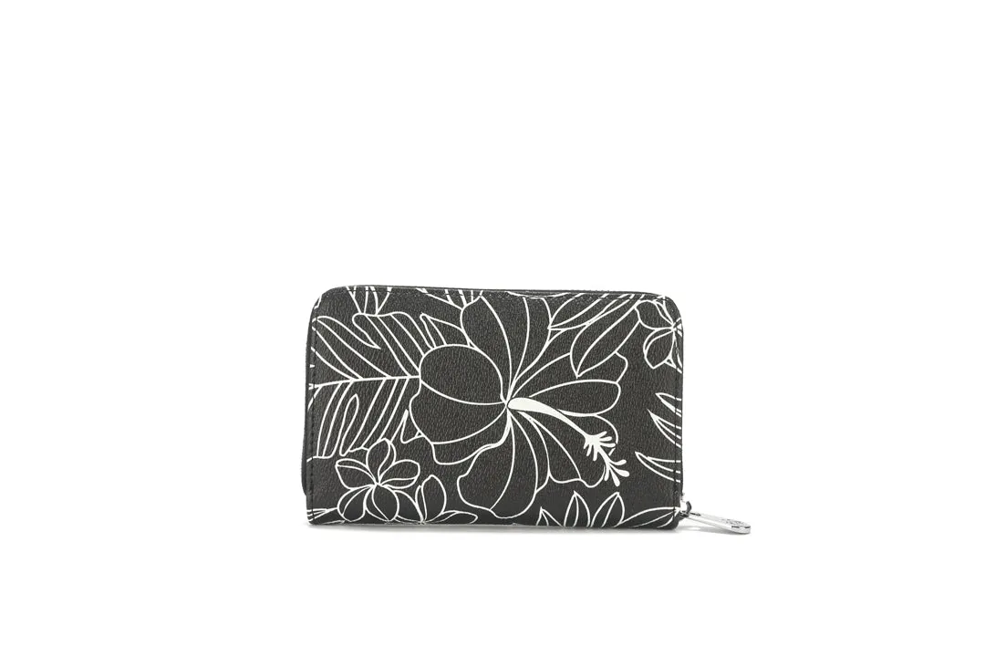 Chloe Hibiscus Black Wallet with Elegant Lines