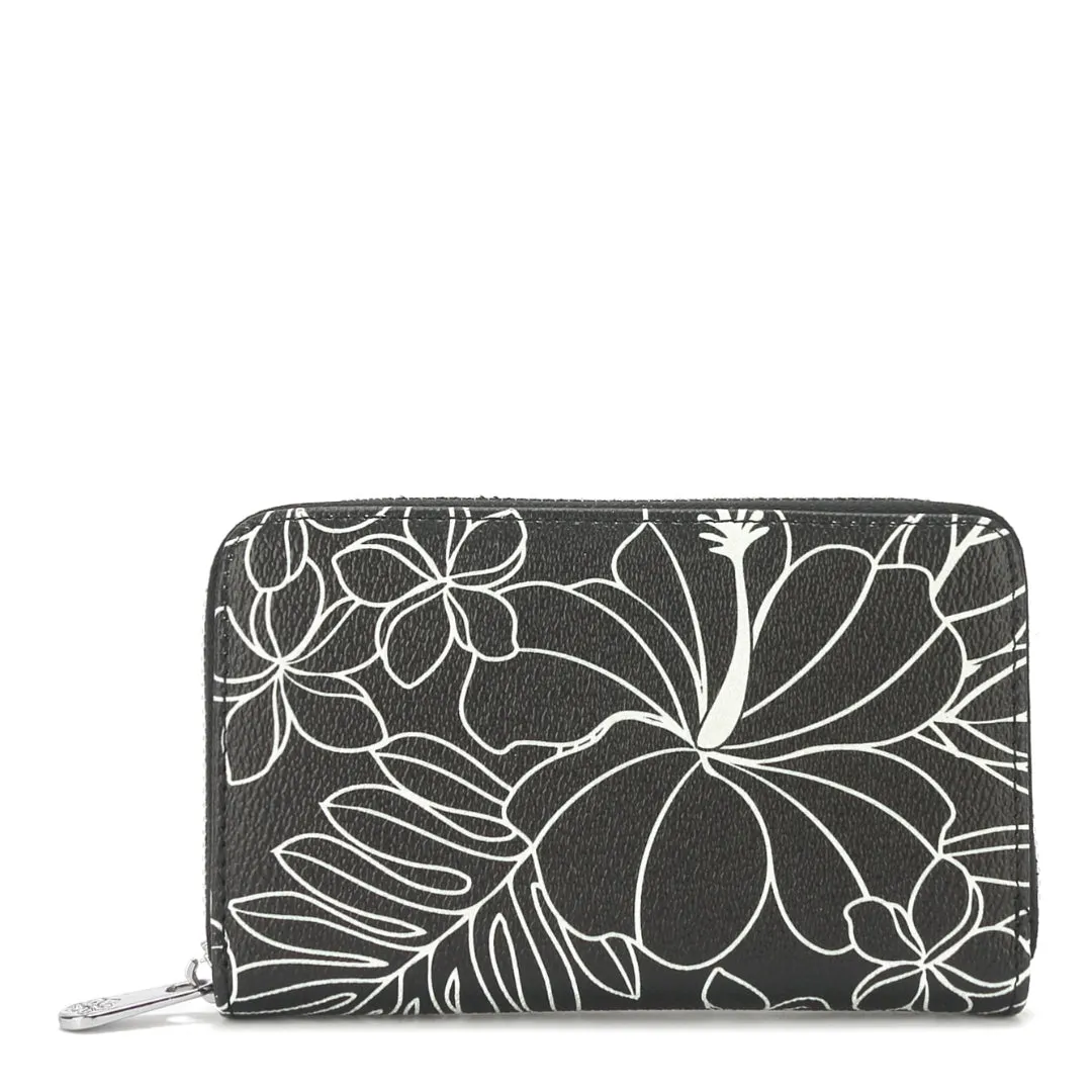 Chloe Hibiscus Black Wallet with Elegant Lines