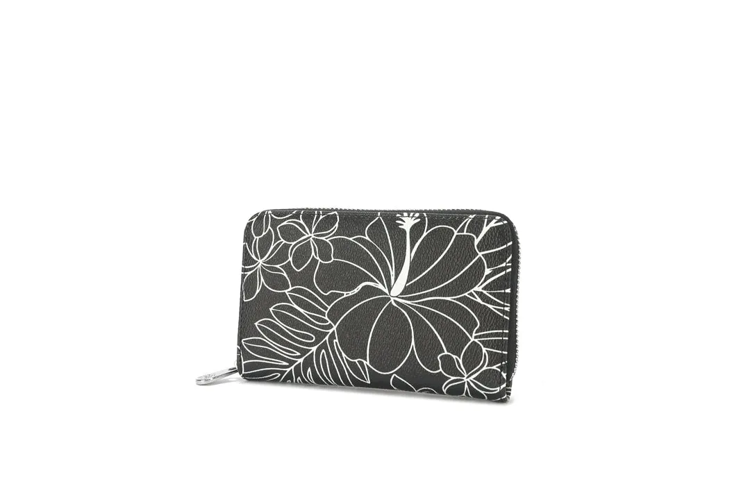 Chloe Hibiscus Black Wallet with Elegant Lines