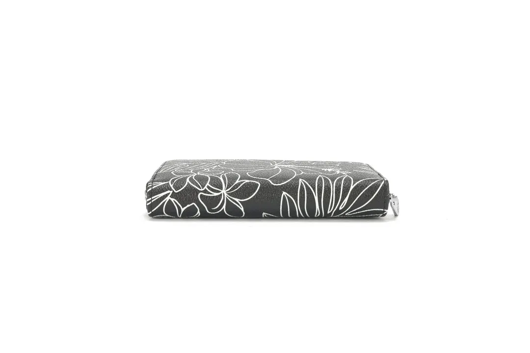 Chloe Hibiscus Black Wallet with Elegant Lines