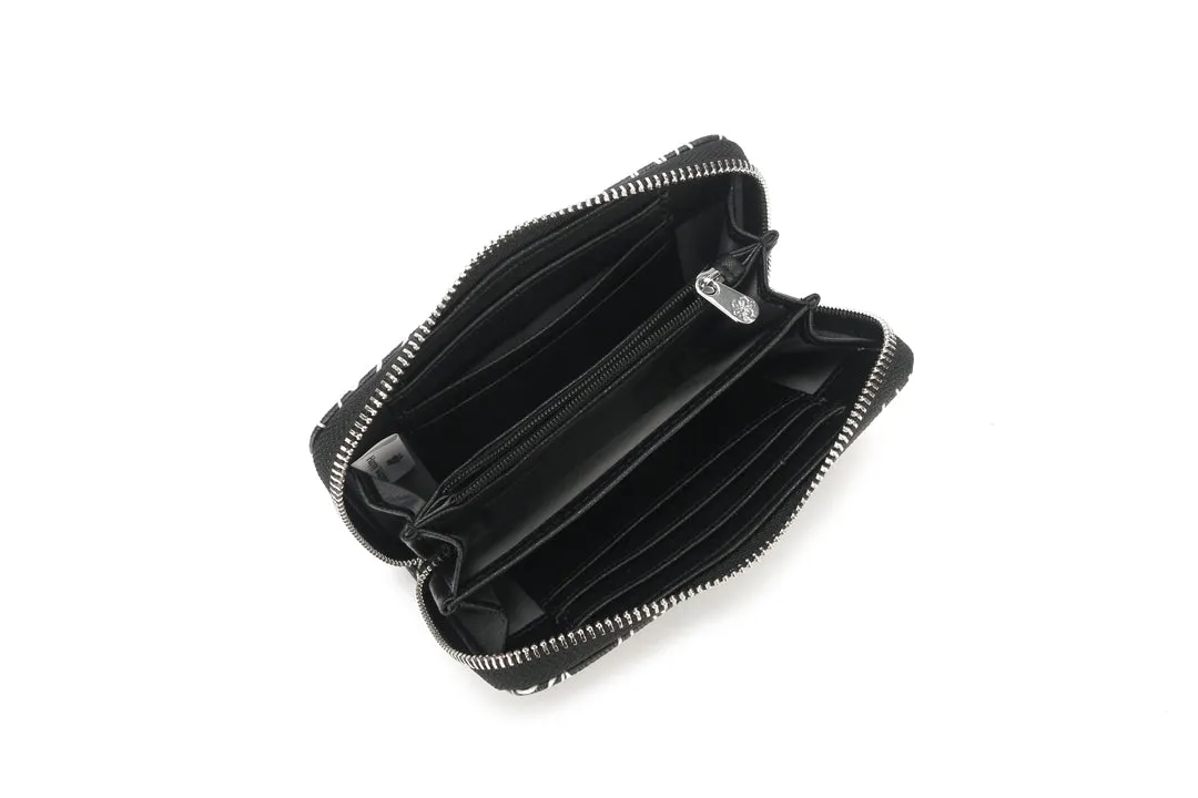 Chloe Hibiscus Black Wallet with Elegant Lines