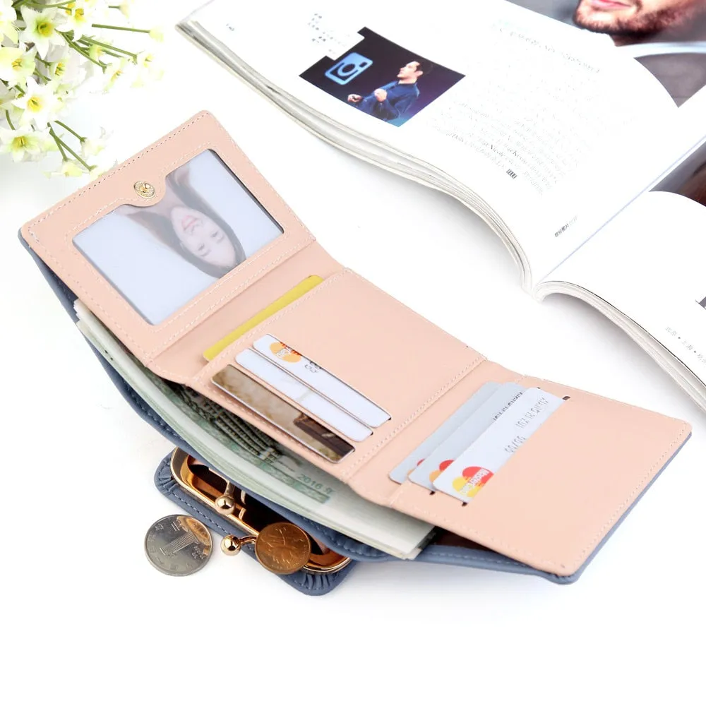 Wallet Women 2018 Lady Short Women Wallets Crown Decorated Mini Money Purses Small Fold PU Leather Female Coin Purse Card Holder
