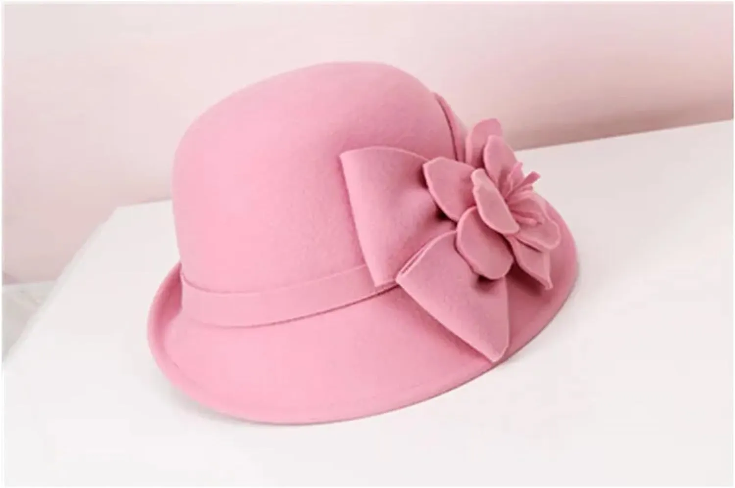 Winter Korean Short Eaves Wool Fedoras Cap Three-Dimensional Flower British Elegant Hats