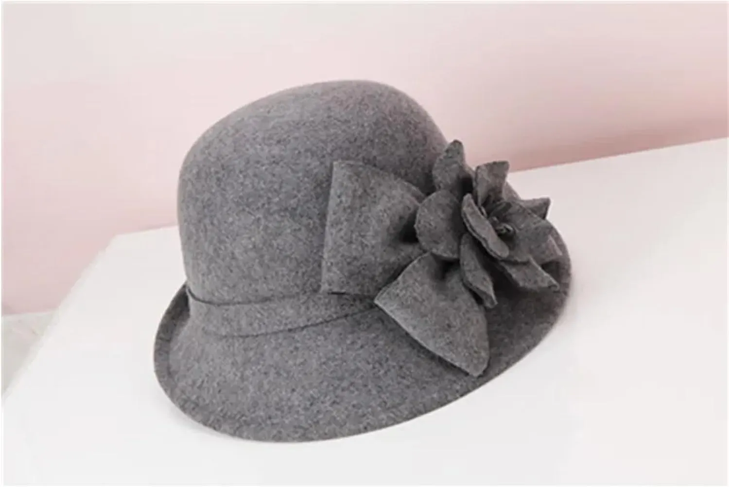Winter Korean Short Eaves Wool Fedoras Cap Three-Dimensional Flower British Elegant Hats