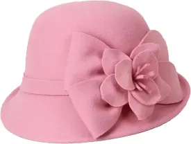Winter Korean Short Eaves Wool Fedoras Cap Three-Dimensional Flower British Elegant Hats