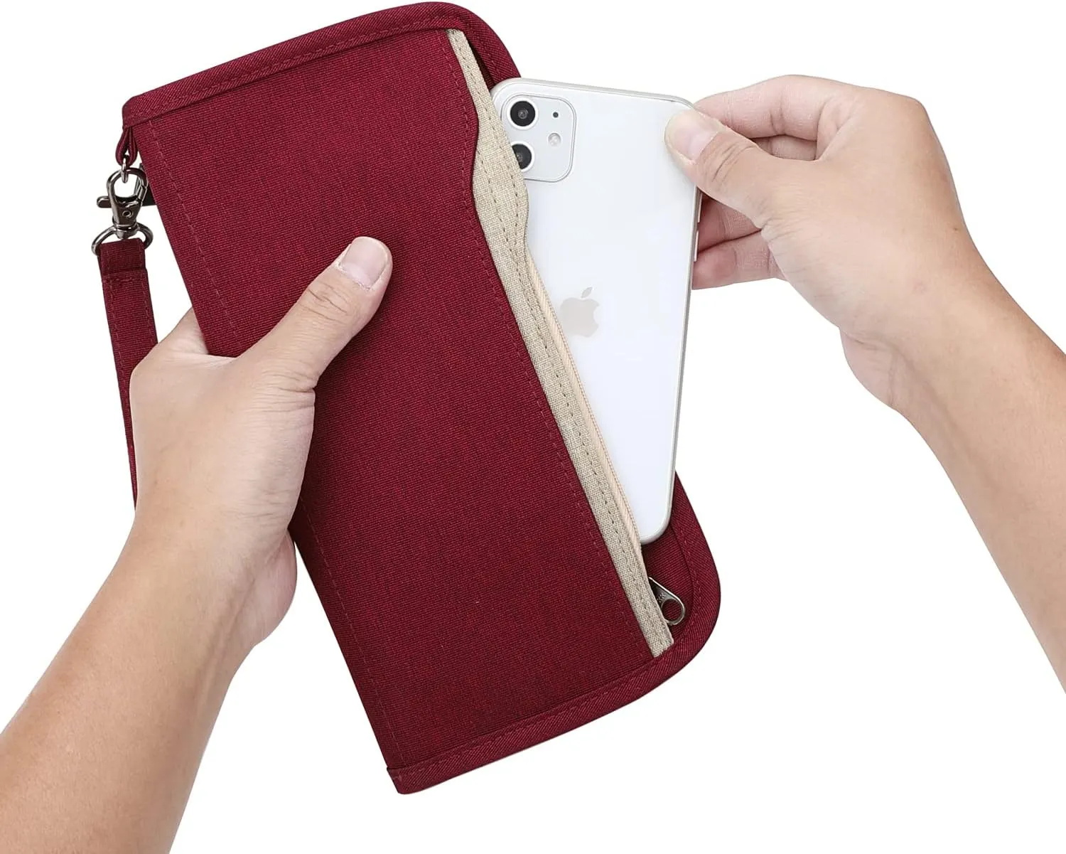 ZOPPEN Passport Holder Family RFID Passport Wallet, Passport Holder Women/Men, Travel Wallet Documents Organizer Zipper Case with Removable Wristlet Strap, Travel Essentials for Flying